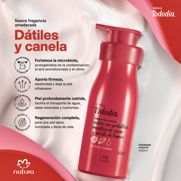 NATURA – TODODÍA CREMA NUTRITIVA PARA EL CUERPO DÁTILES Y CANELA 400ML |  merkate